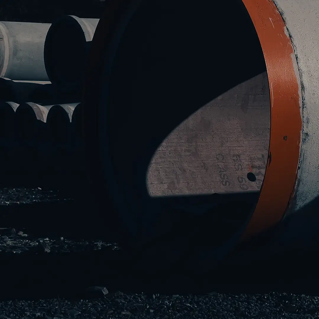 Large pipes on construction site