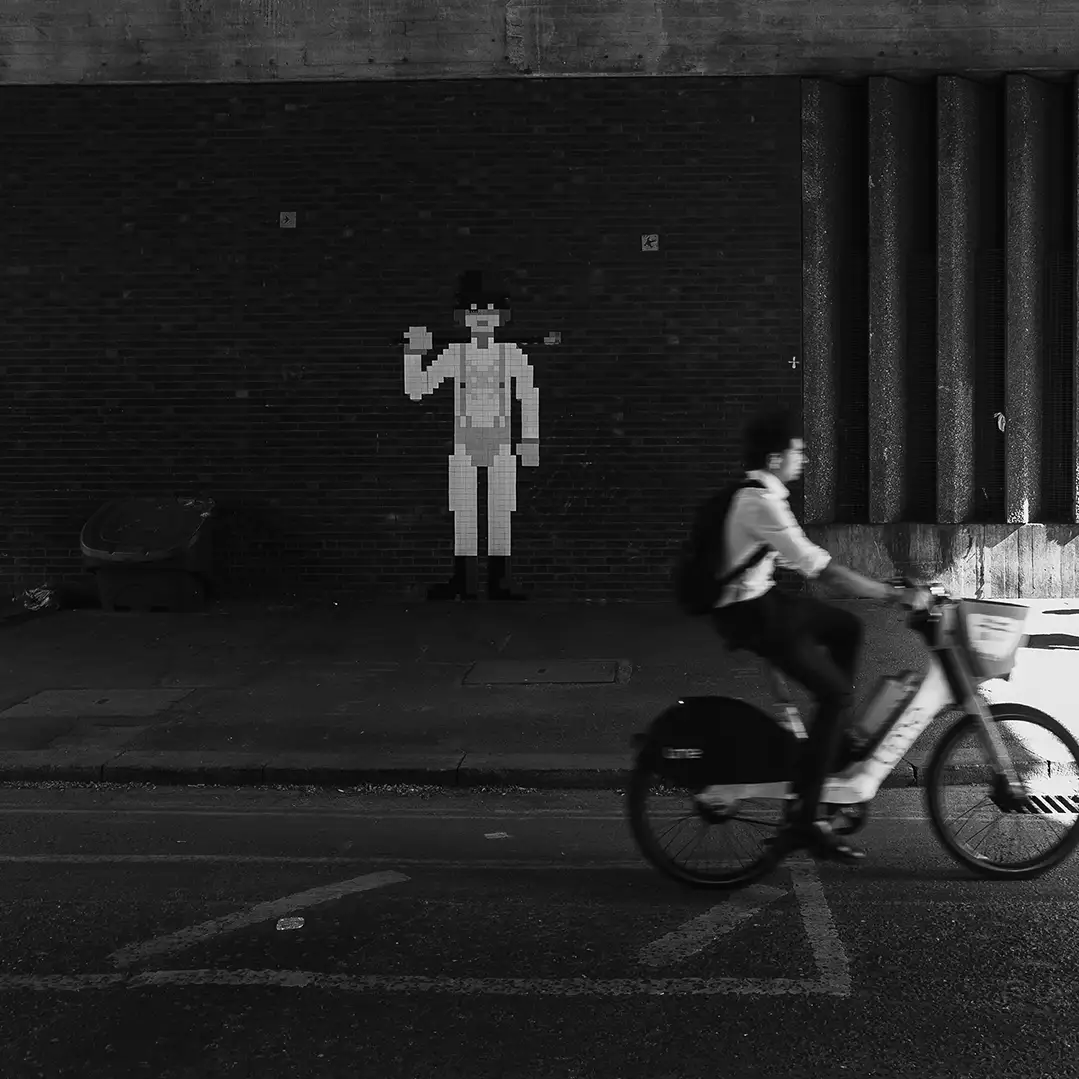Cyclist on London street